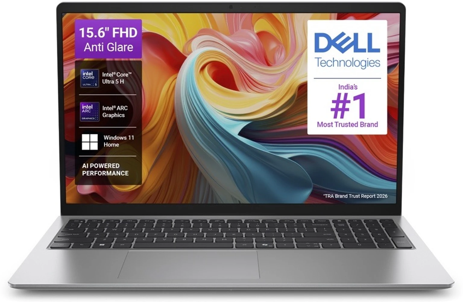 Dell 15 AI Powered Laptop, Intel Core Ultra 5 225H, 16GB DDR5 RAM, 512GB SSD, 15.6" FHD Anti-Glare Display, Intel Arc Graphics, Dedicated Copilot Key, Backlit Keyboard, Silver, Win11 Home + MSO H&S'24