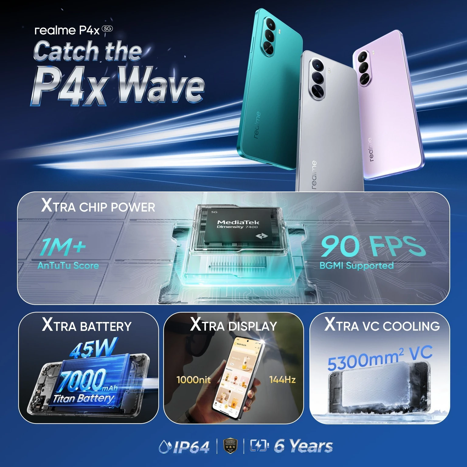 realme P4x 5G (Matte Silver, 128 GB) (6 GB RAM)